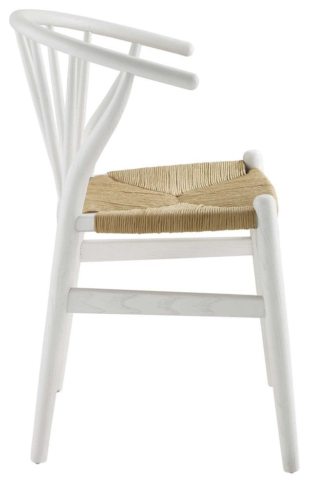 Flourish Spindle Wood Dining Side Chair, White