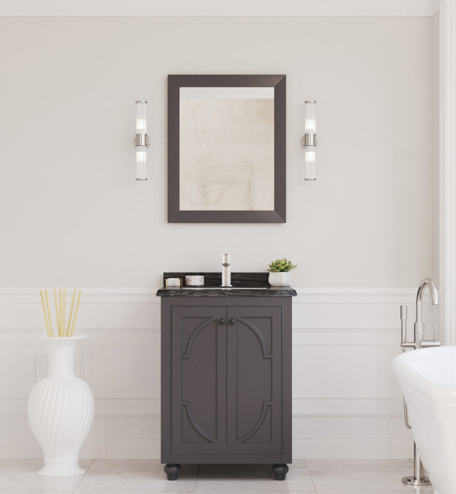 Odyssey, 24" Maple Gray Cabinet With Black Wood Marble Countertop