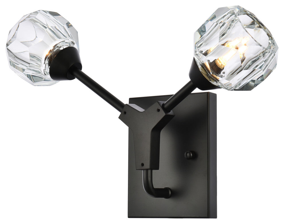 2 Light Wall Sconce, Black