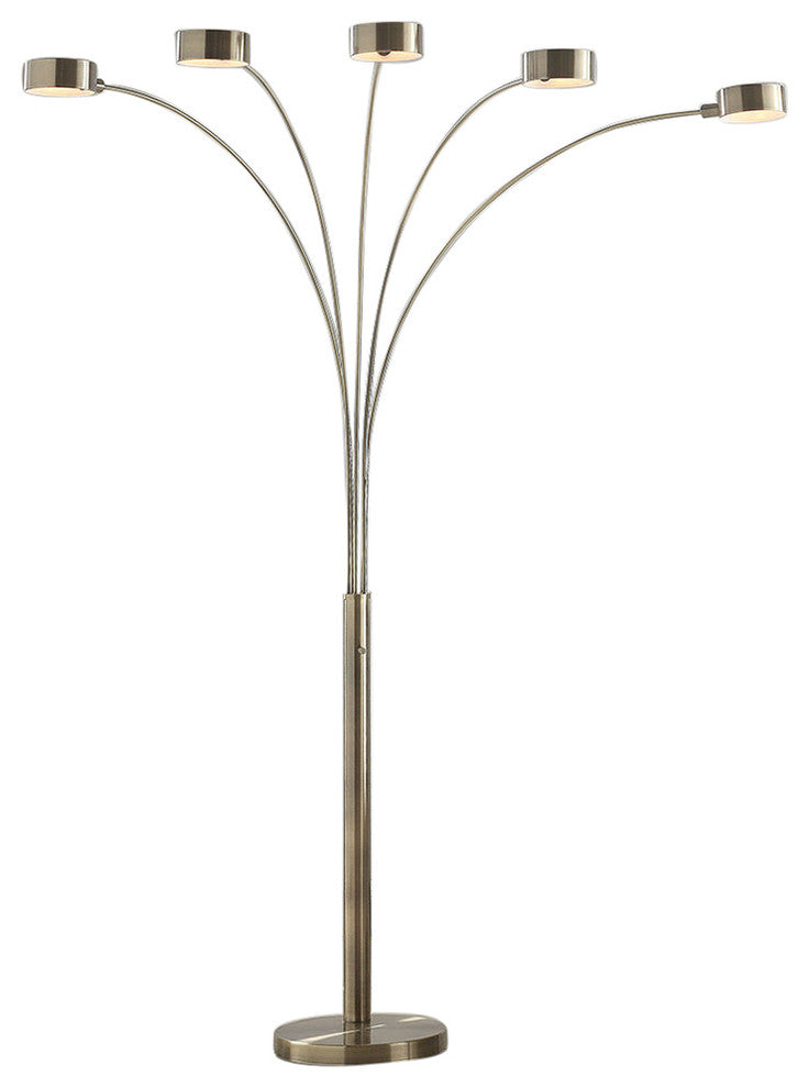 Artiva USA Micah Plus 88" Antique Satin Brass LED 5-Arch Floor Lamp With Dimmer