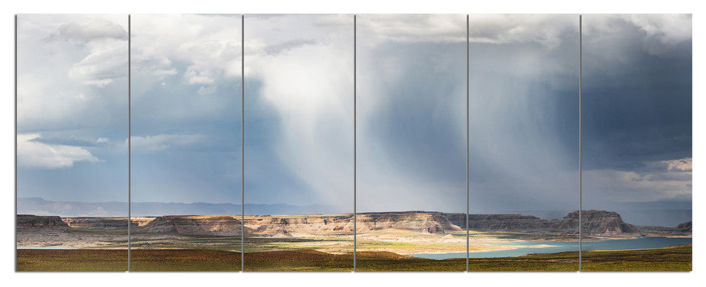Lake Powell under Clouds, Landscape Canvas Art Print, 70"x28", 6 Panels