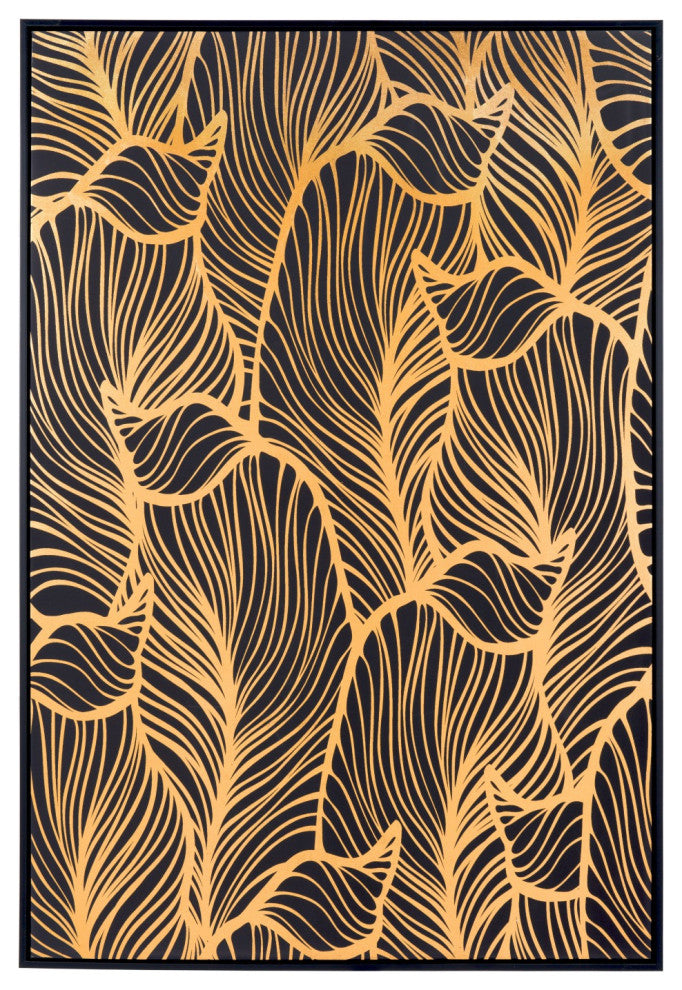 Black and Gold Modern Floral Wall Art
