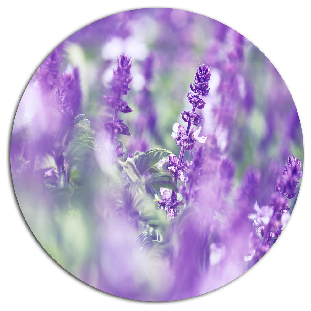 Beautiful Purple Mint Flowers, Flower Large Disc Metal Wall Art, 36"
