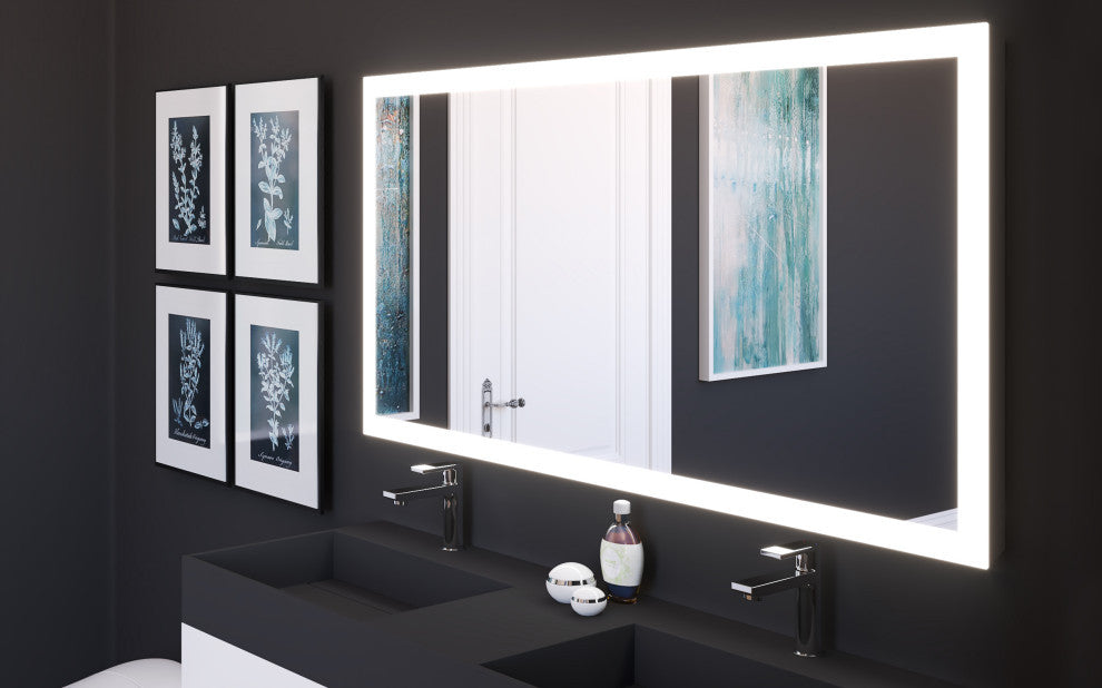 Smart Angelina Dimmable LED Bathroom Mirror with Voice Control, 60" x 30"