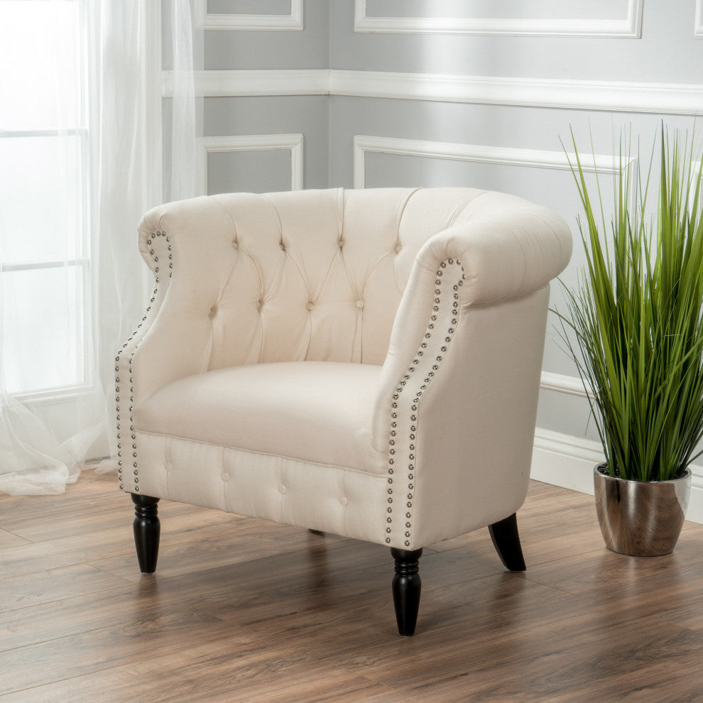 GDF Studio Akula High Back Club Chair, Beige Fabric