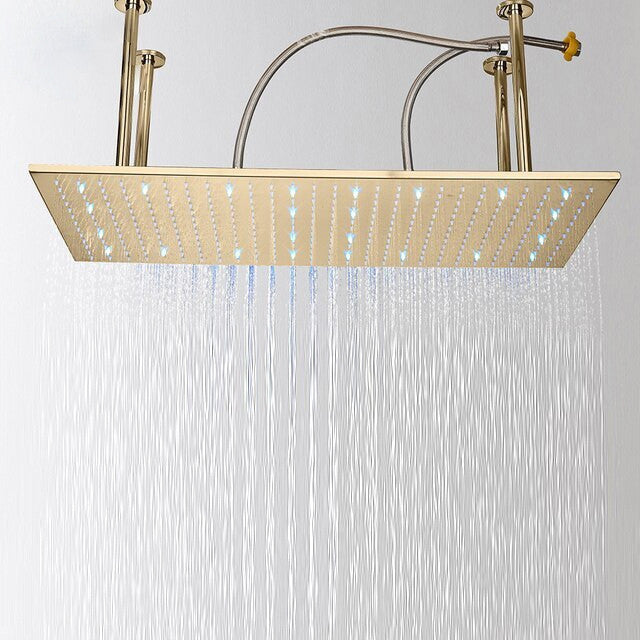 Led Gold 20*40" Ceiling Mount Rainfall Shower System With Handheld Shower