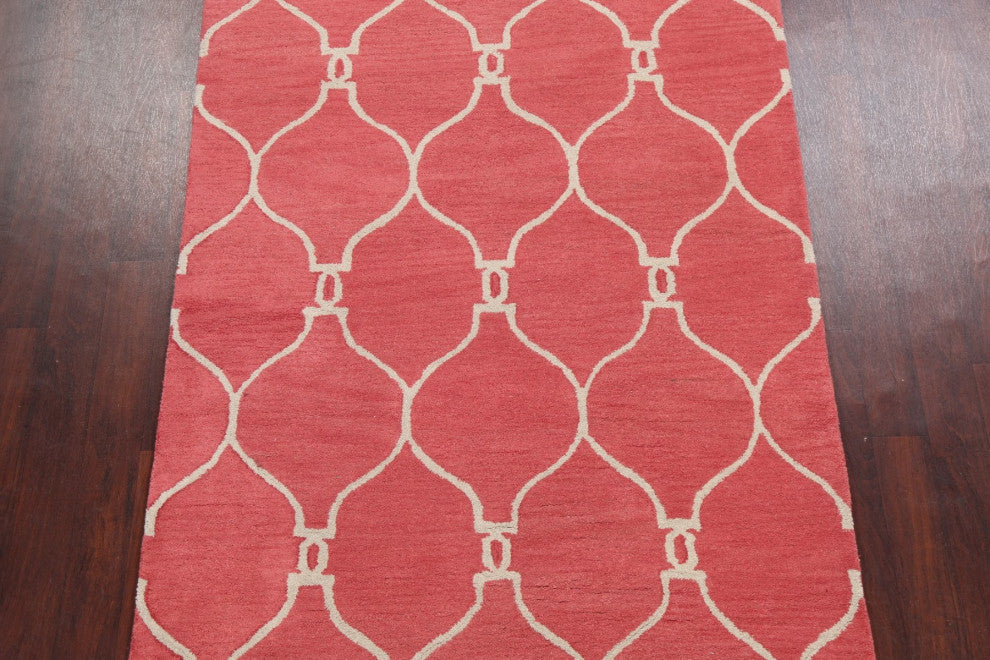 Trellis Geometric Contemporary Oriental Wool Area Rug Hand-tufted 5x8