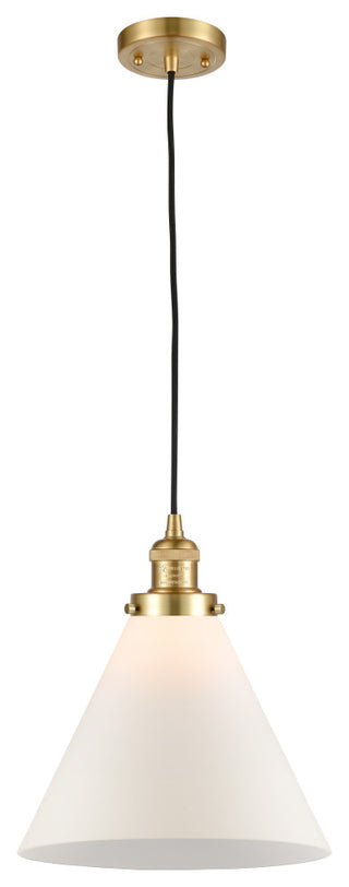 X-Large Cone 1 Light Mini Pendant, Satin Gold, Matte White