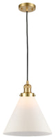 X-Large Cone 1 Light Mini Pendant, Satin Gold, Matte White