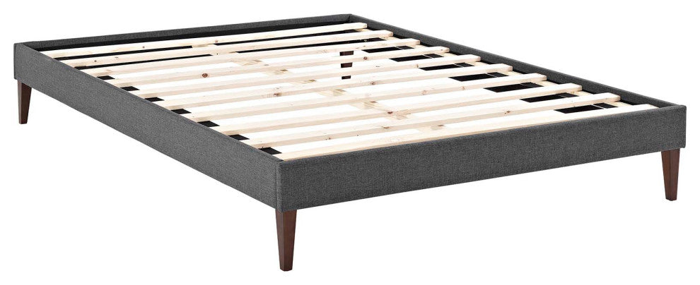 Gray Tessie King Fabric Bed Frame with Squared Tapered Legs
