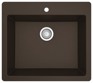 Karran QT-820 Top Mount 25" Single Bowl Quartz Kitchen Sink, Brown