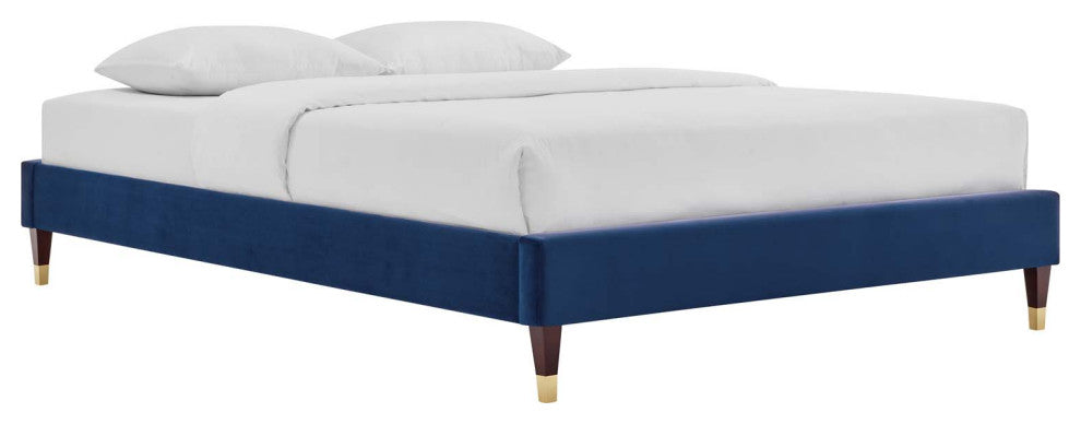 Elise Queen Performance Velvet Platform Bed MOD-6691-NAV