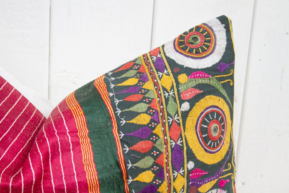 Amelia Antique Mashru Tribal Pillow