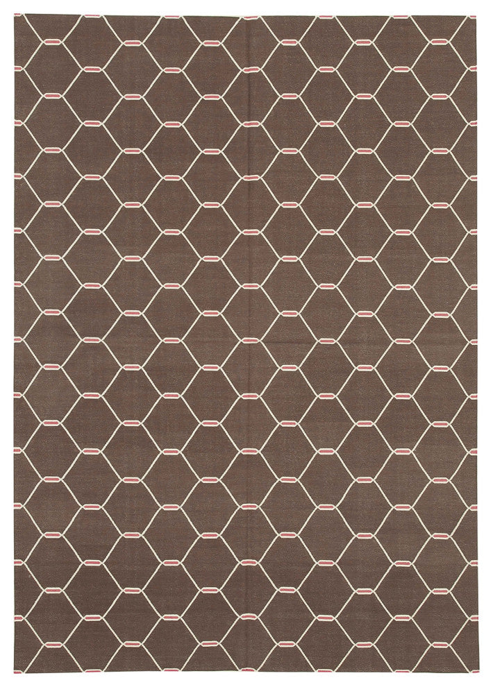 Rug N Carpet - Handmade Wool 6' 3'' x 8' 11'' Modern Design Dhurrie Kilim Rug