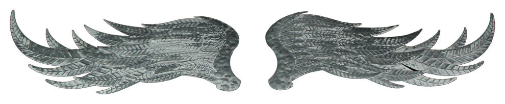 Set of 2 Galvanized Metal Angel Wings Wall Art Indoor Outdoor Rustic Home Decor