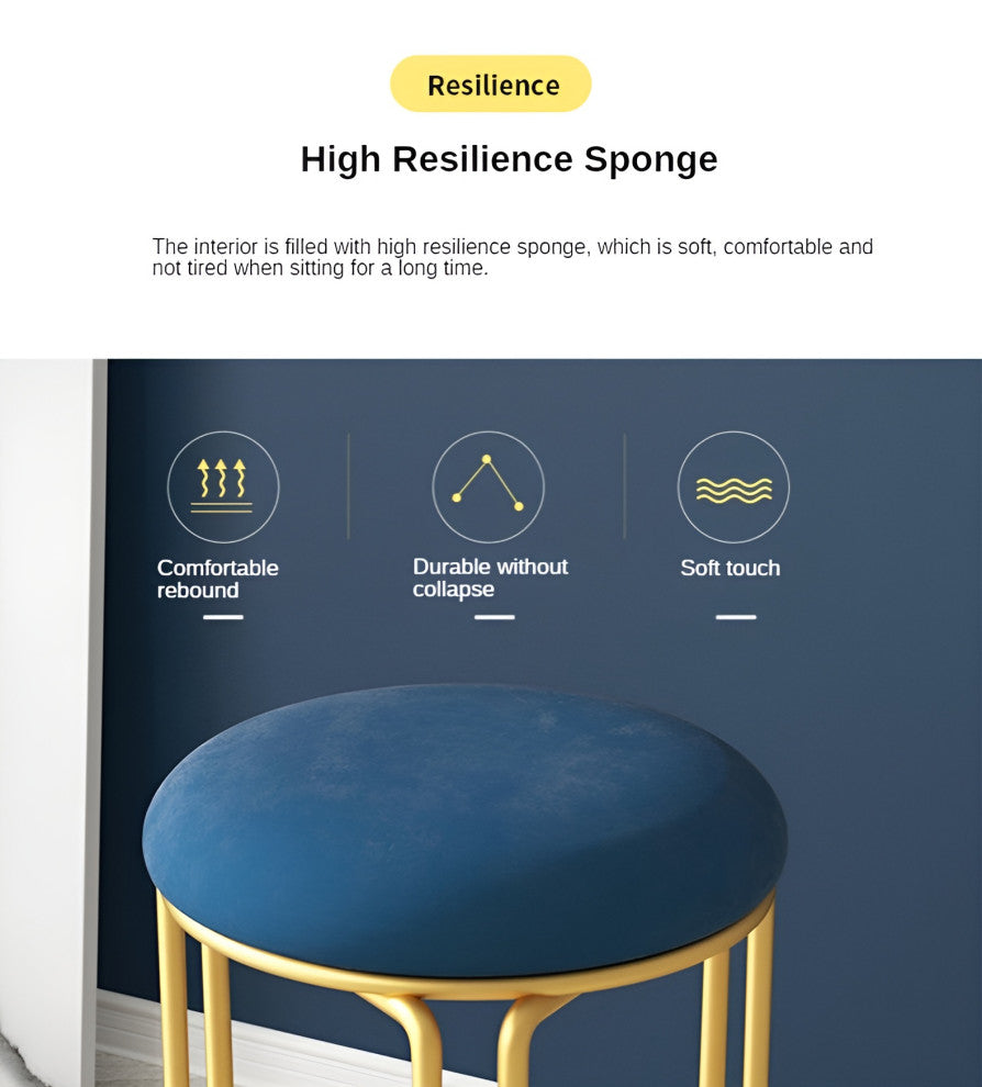 Nordic Suede and Leather Stacked Dining Round Stool, Gray, Leather