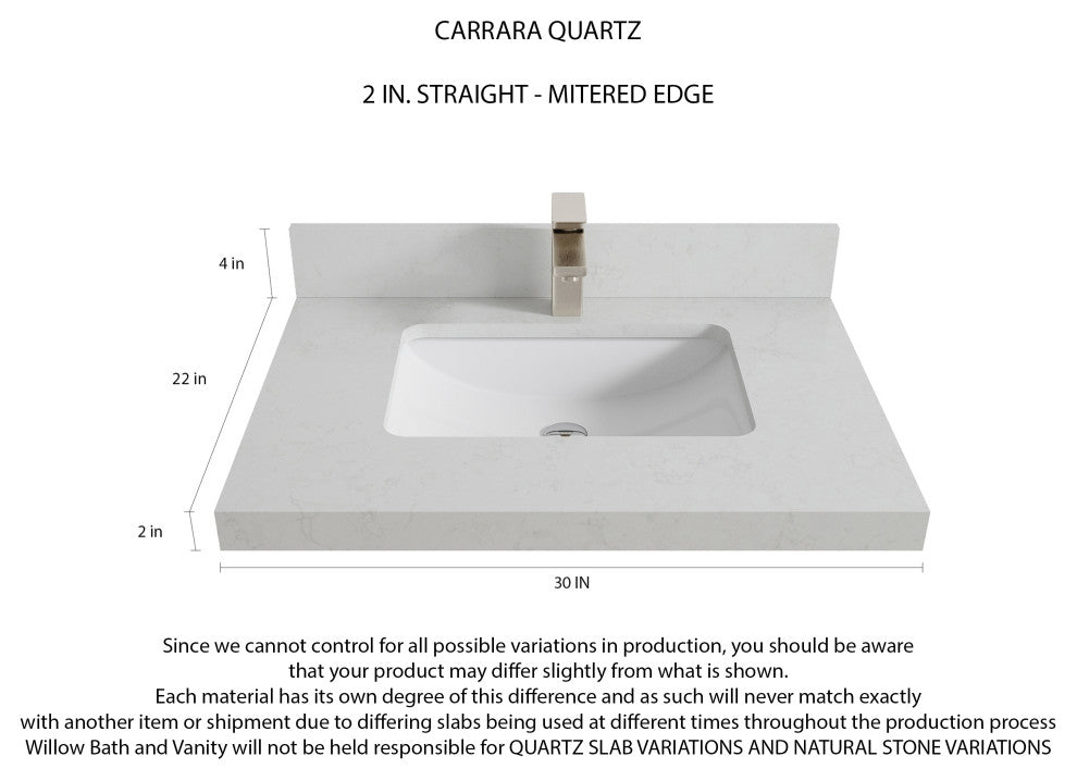 Sonoma 30 Single Sink Bath Vanity in Light Natural Teak with 2" Carrara Quartz