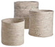 Melia Woven Jute Round Basket Set of 3 White and Black