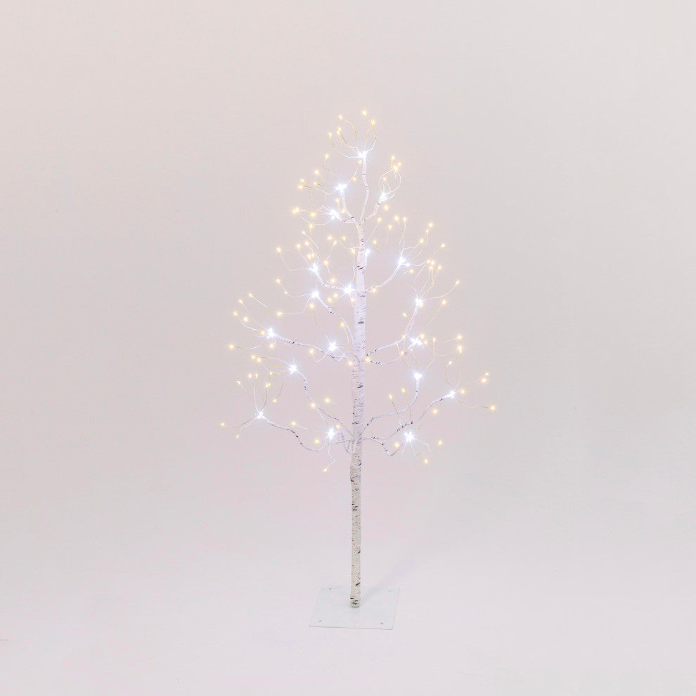 36" White Electric Birch Tree, Lights