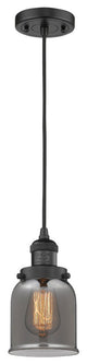 Small Bell 1-Light LED Pendant, Matte Black, Glass: Plated Smoked