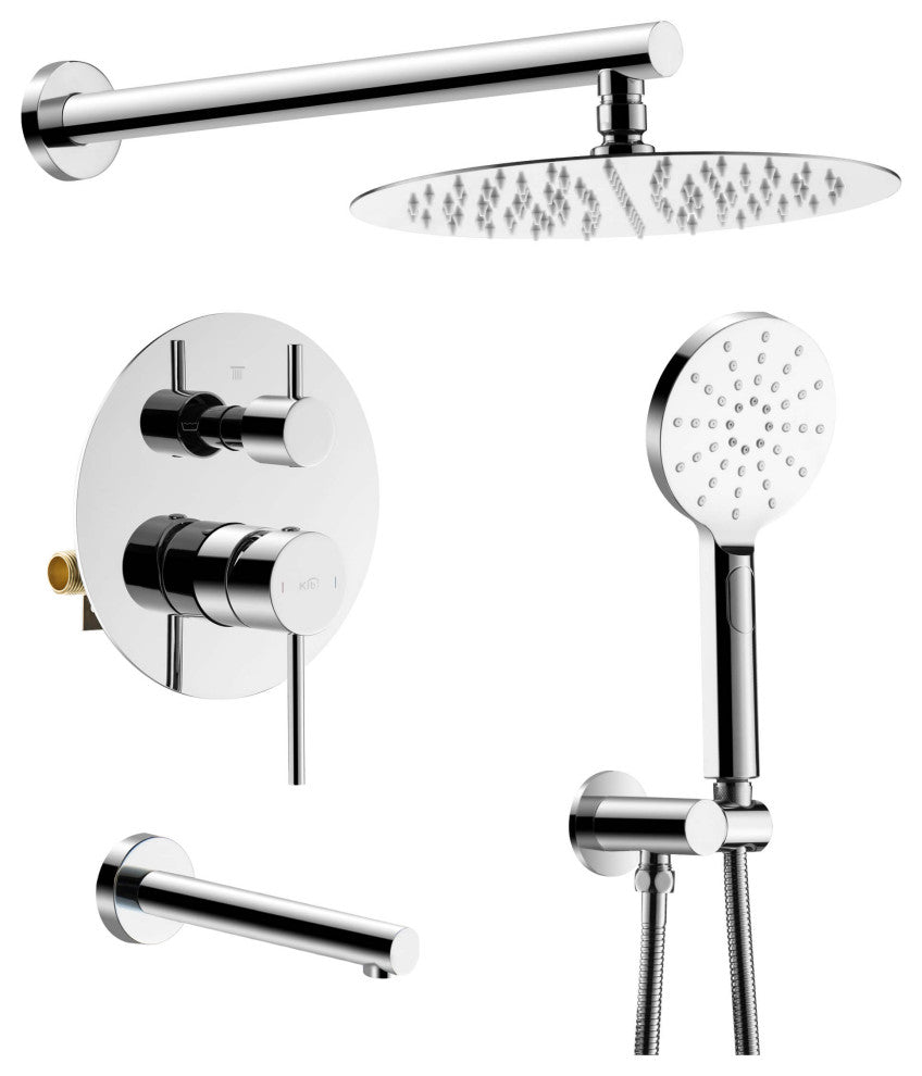Circular Pressure 3-Function Shower System, Rough-In Valve, Chrome