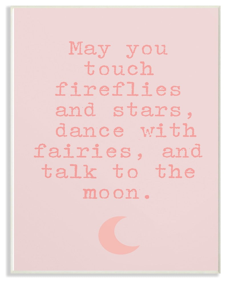 The Kids Room Fireflies Stars & Fairies With Pink Moon Wall Art, 10"x15"