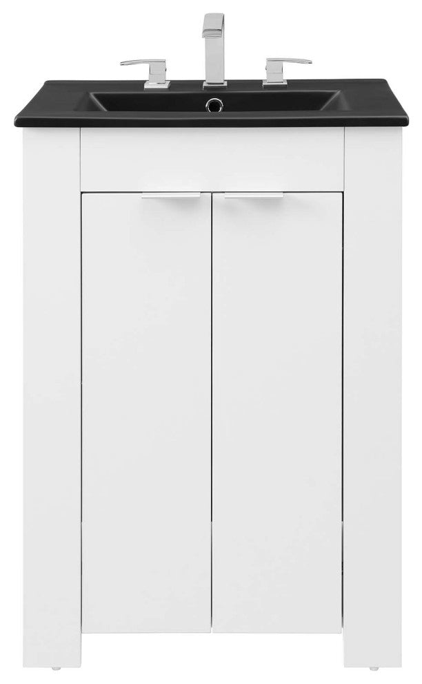 Sink Vanity Cabinet, Melamine, White Black, Modern, Hotel Bedroom Bathroom