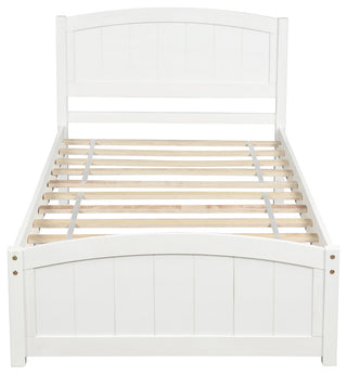 Gewnee Wood Platform Bed with Headboard,Footboard in White