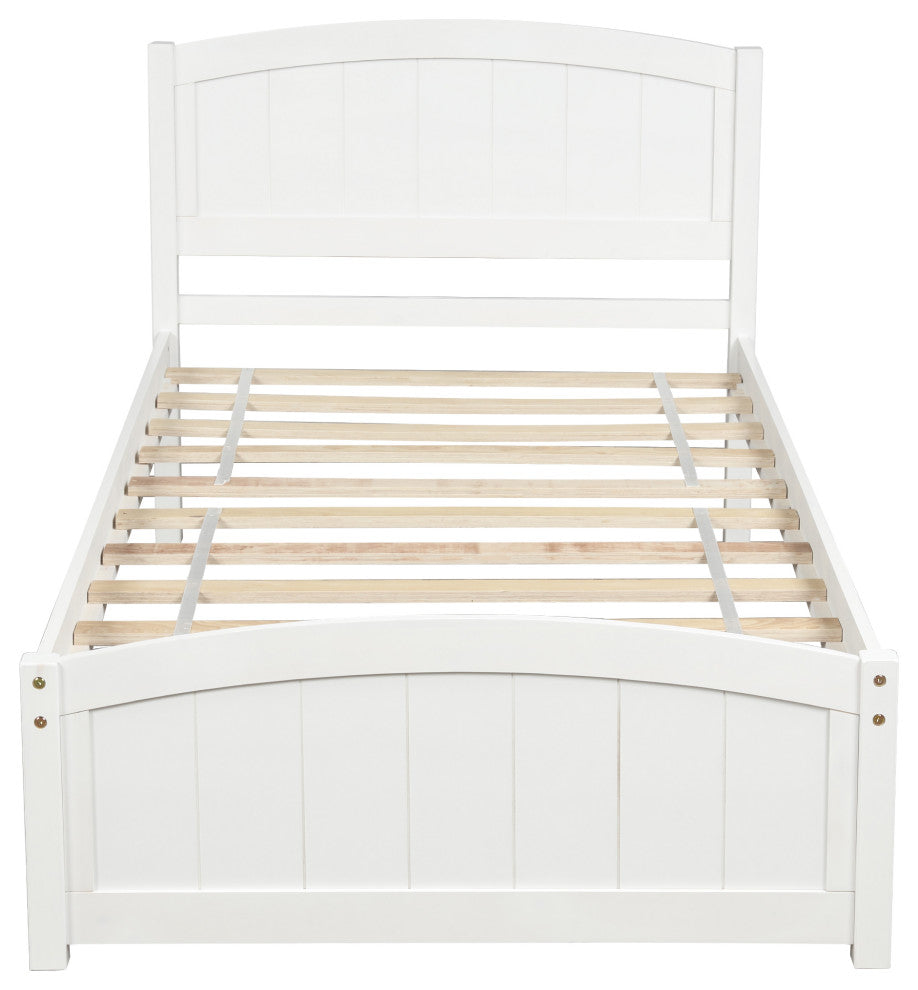 Gewnee Wood Platform Bed with Headboard,Footboard in White