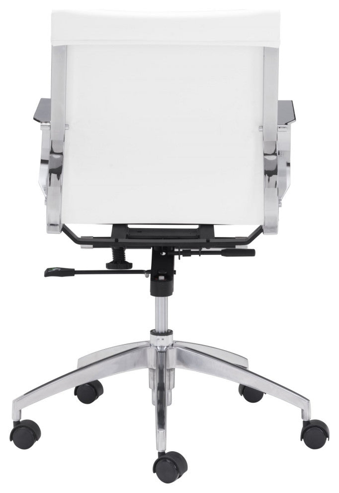 Computer Chair, Faux Vinyl Leather, Steel, White, Silver, Home Business Office