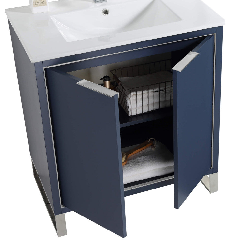 Fine Fixtures Opulence Collection Bathroom Vanity with White Ceramic Sink