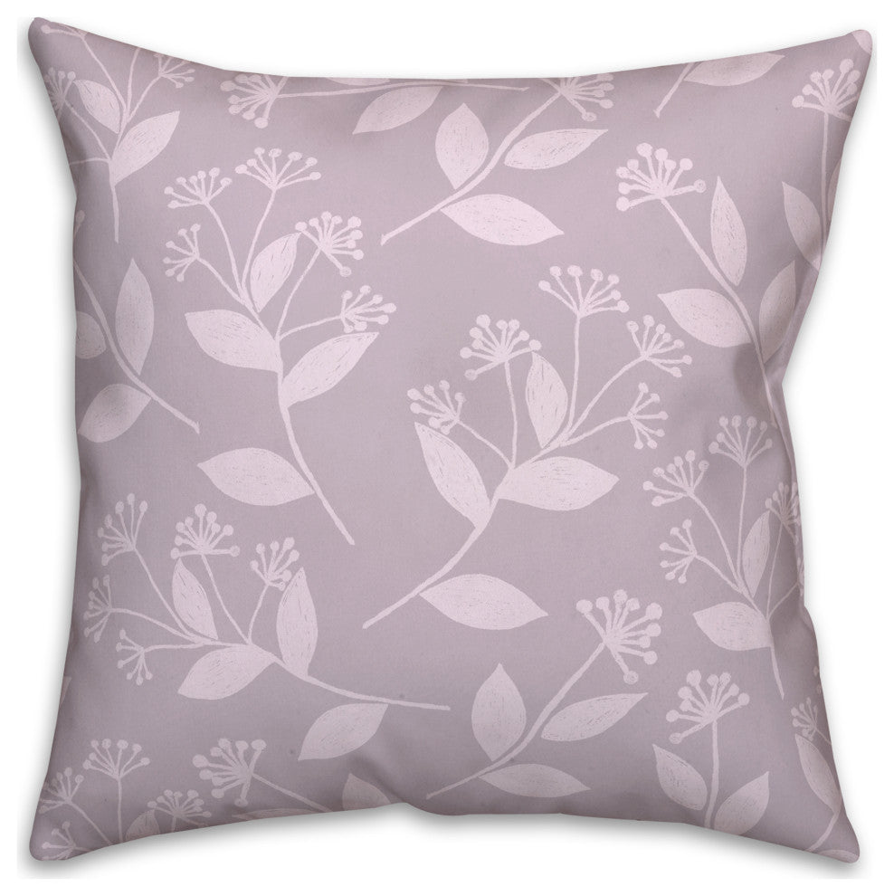 Floral Silhouette Soft Lilac 16x16 Spun Poly Pillow