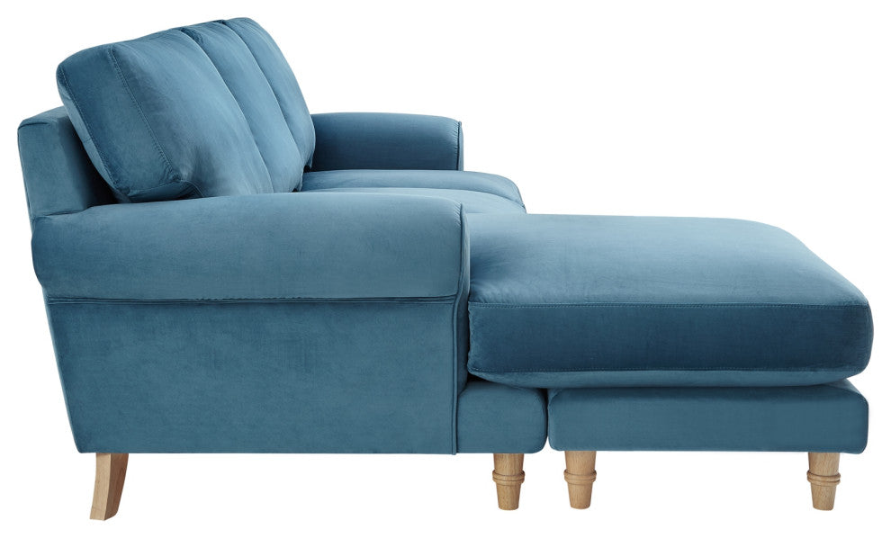 Rustic Manor Darnell Sofa Upholstered, Velvet/Linen, Teal/Velvet