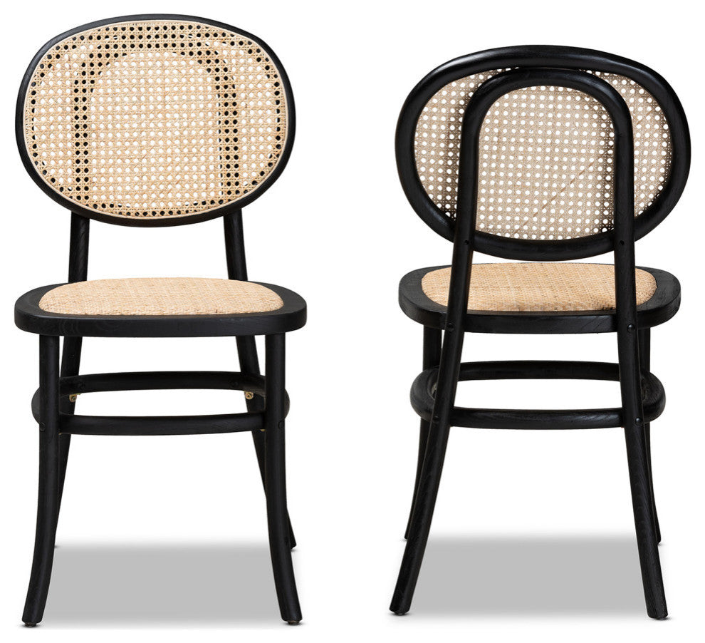 Marcella Mid-Century 2-Piece Dining Chairs, Black