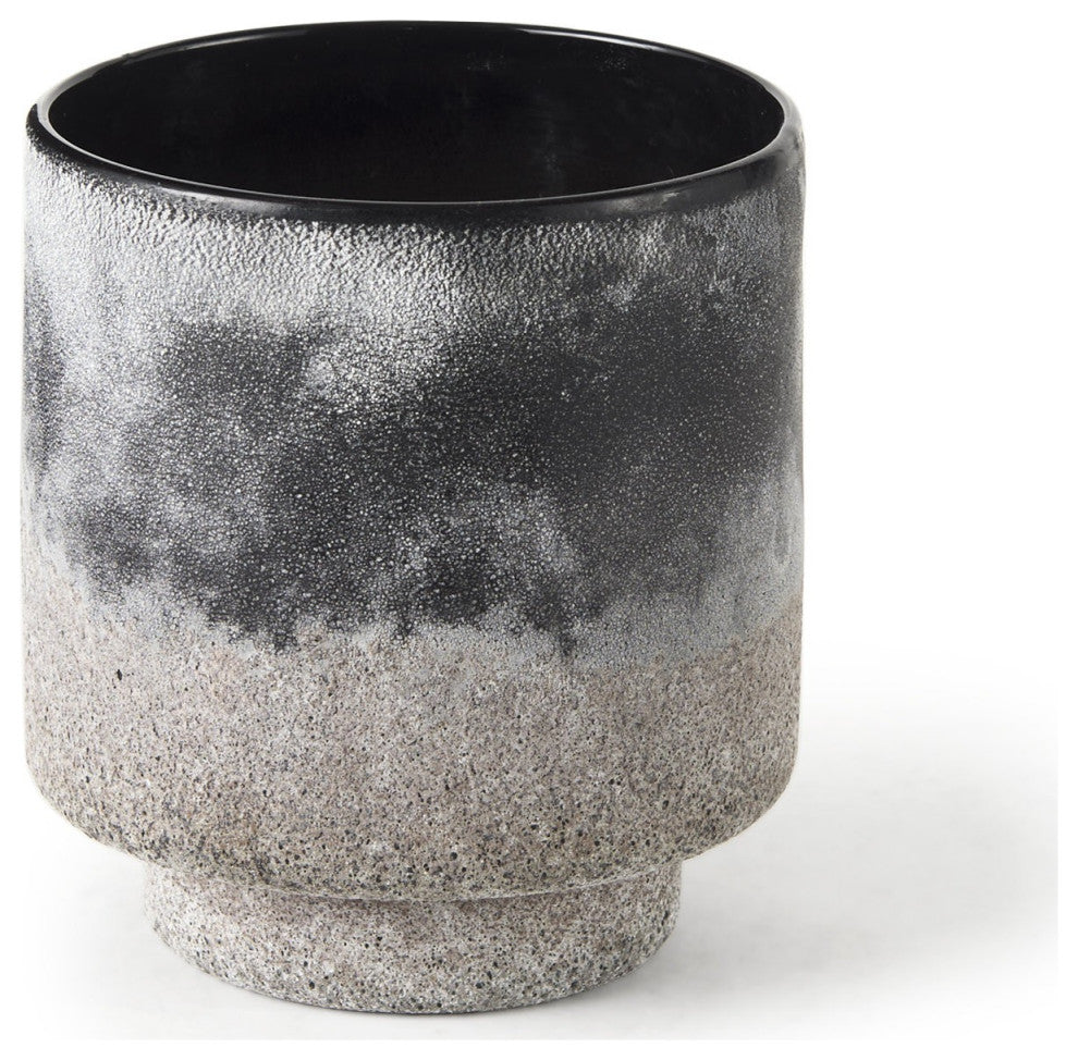 6" Black Brown and Gray Ombre Textured Ceramic Vase