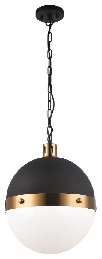 Matteo Lighting C61803AGOP Three Light Pendant, Aged Gold Brass Finish