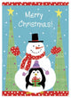 "Snowman and Penguin Friends Flag" Digital Paper Print by Farida Zaman, 23"x32"