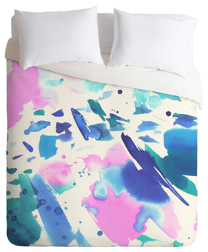 Amy Sia Watercolor Splash Duvet Cover, 88"x68"