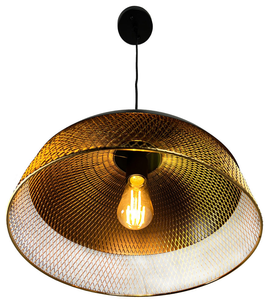 Izamal 1-Light Black & Brass Dome Pendant
