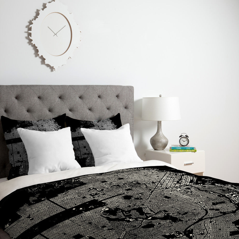 Deny Designs CityFabric Inc San Francisco Black Duvet Cover - Lightweight