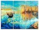 "Colorful Lake With Boats" Metal Wall Art, 3 Panels, 36"x28"