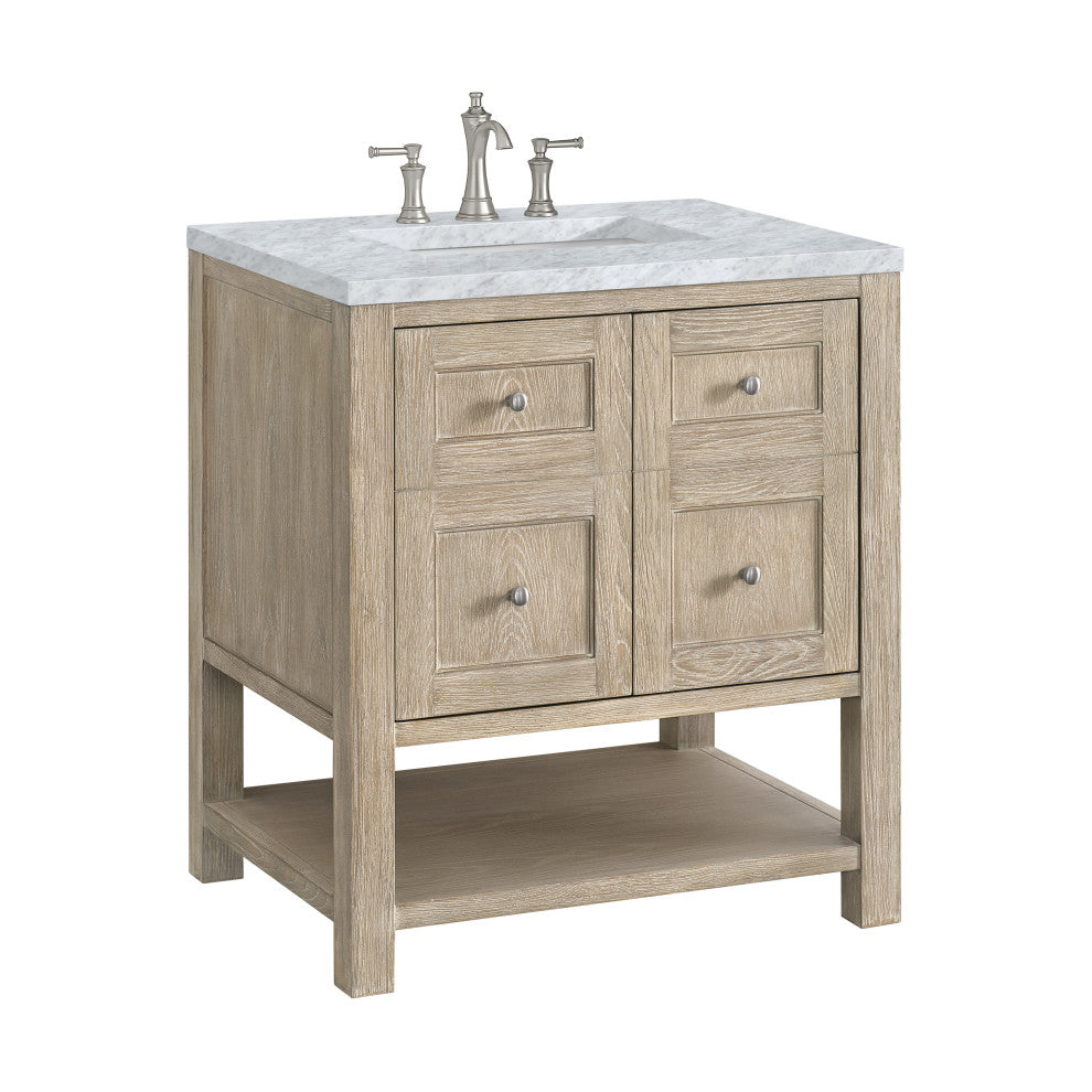 Breckenridge 30" Single Vanity, Oak, 3 CM Carrara White Marble Top