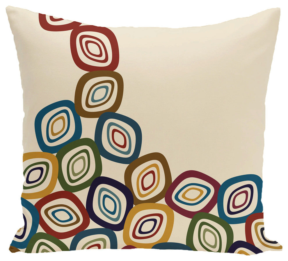 Falling Leaves Geometric Print Pillow, Cream And Multi, 18"x18"