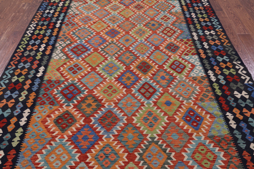 6' 9" X 9' 8" Wool On Wool Flat Weave Kilim Reversible Rug Q9473