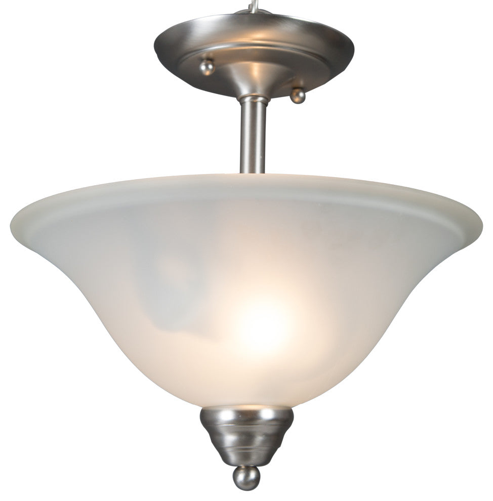 2-Lights Inverted Pendant, Satin Nickel Finish
