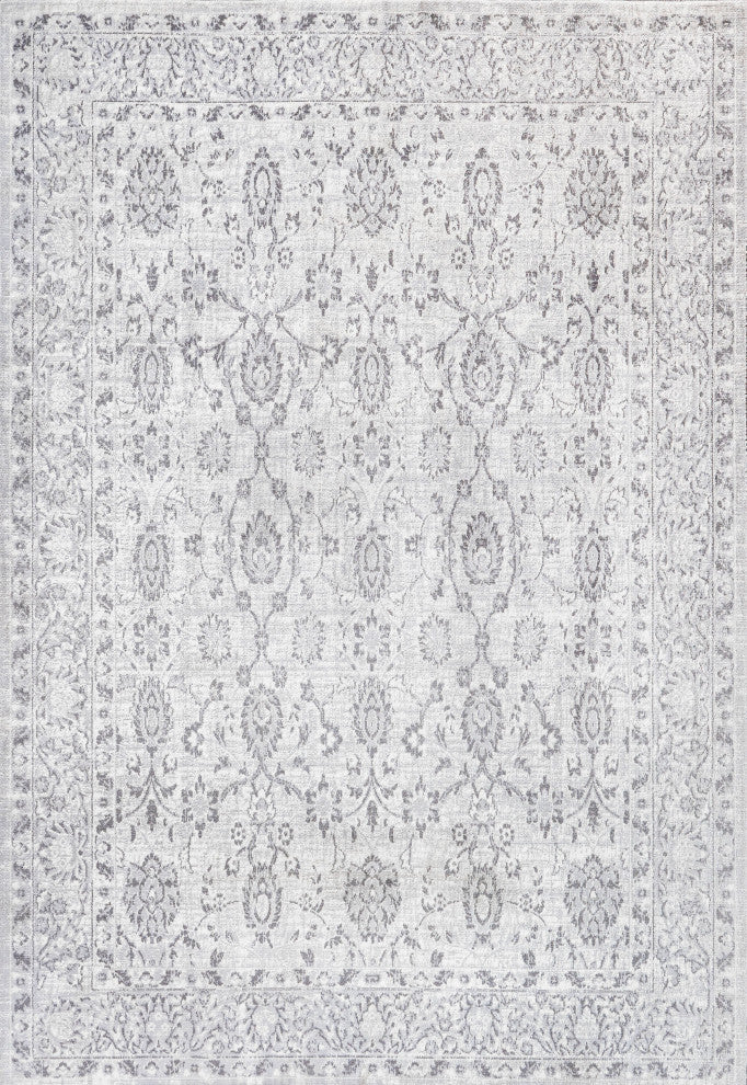 Lotus Modern Persian Floral Area Rug, Gray, 8 X 10