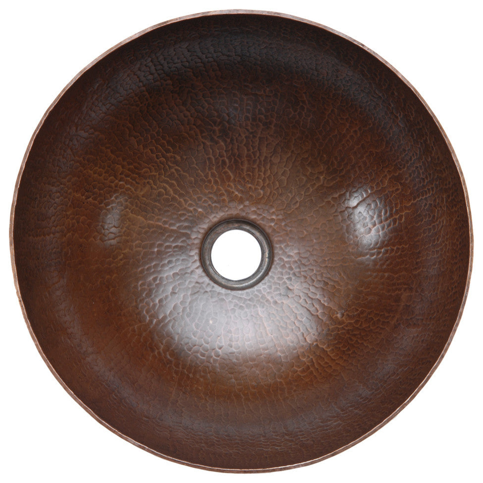 Premier Copper Products BSP1_VR13BDB 13" Round Vessel Copper Sink Package