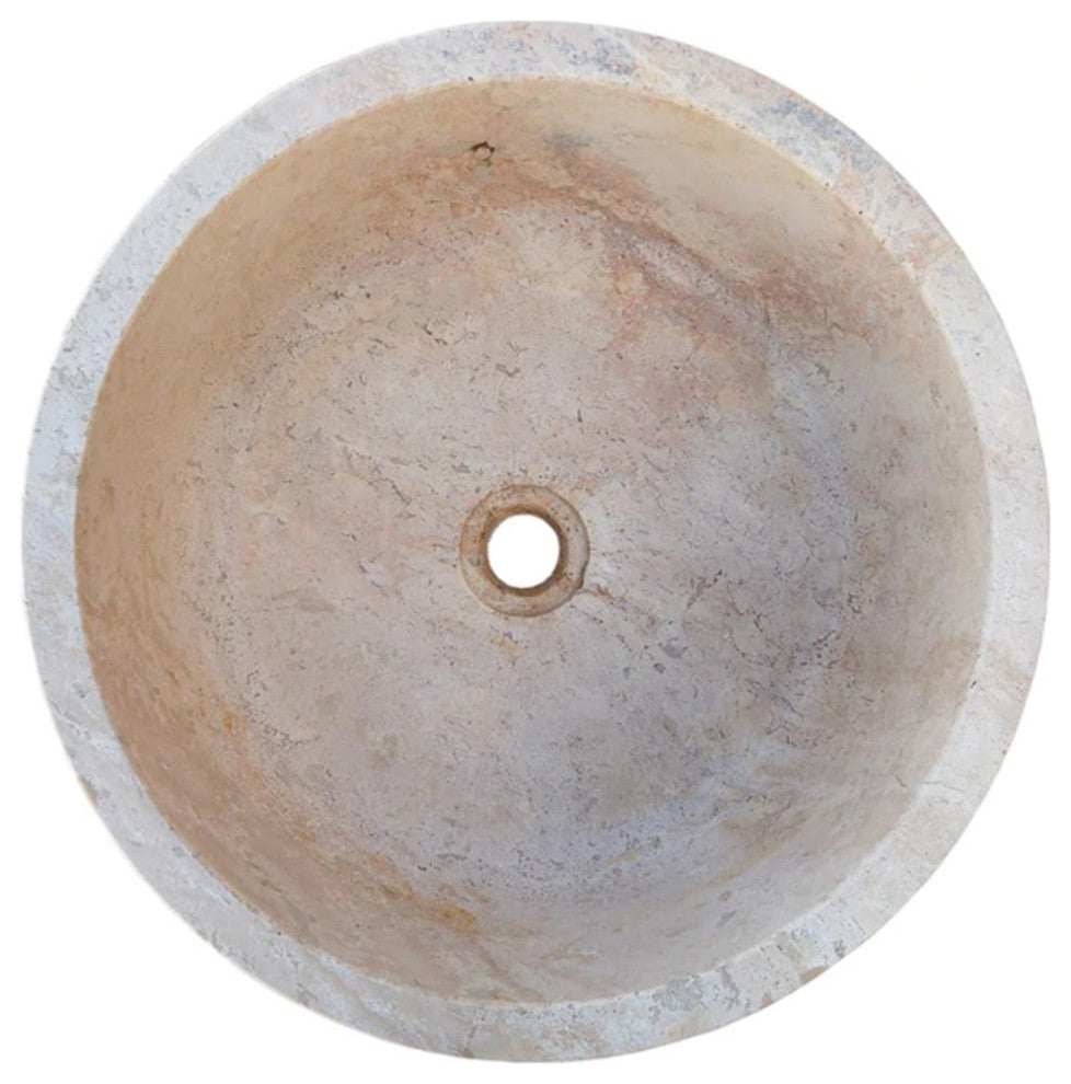 Beige Travertine Self-Rimming Drop-in Vessel Sink Polished (D)16" (H)6.5"