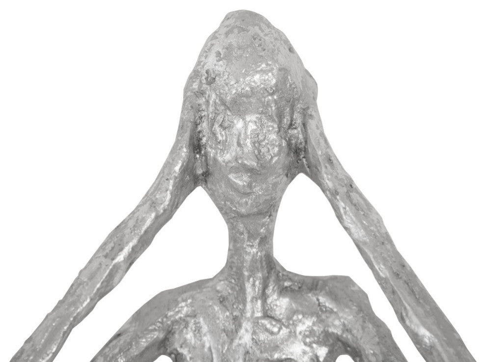 See, Speak, Hear No Evil Wall Art, Resin, 3-Piece Set, Silver Leaf