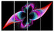 Colorful Flower Fractal Rainbow, Abstract Art on Canvas, 48"x28", 4 Panels